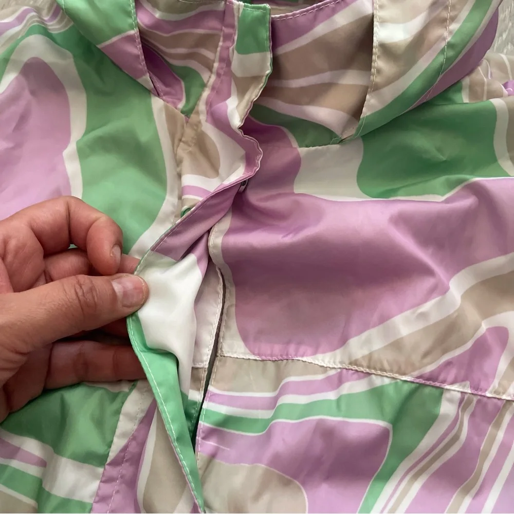 ASOS Design Printed Rain Jacket Pink and Green size 6 - Picture 7 of 9
